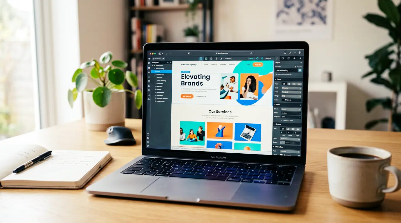 Webflow editor building a creative agency website with services page layout.